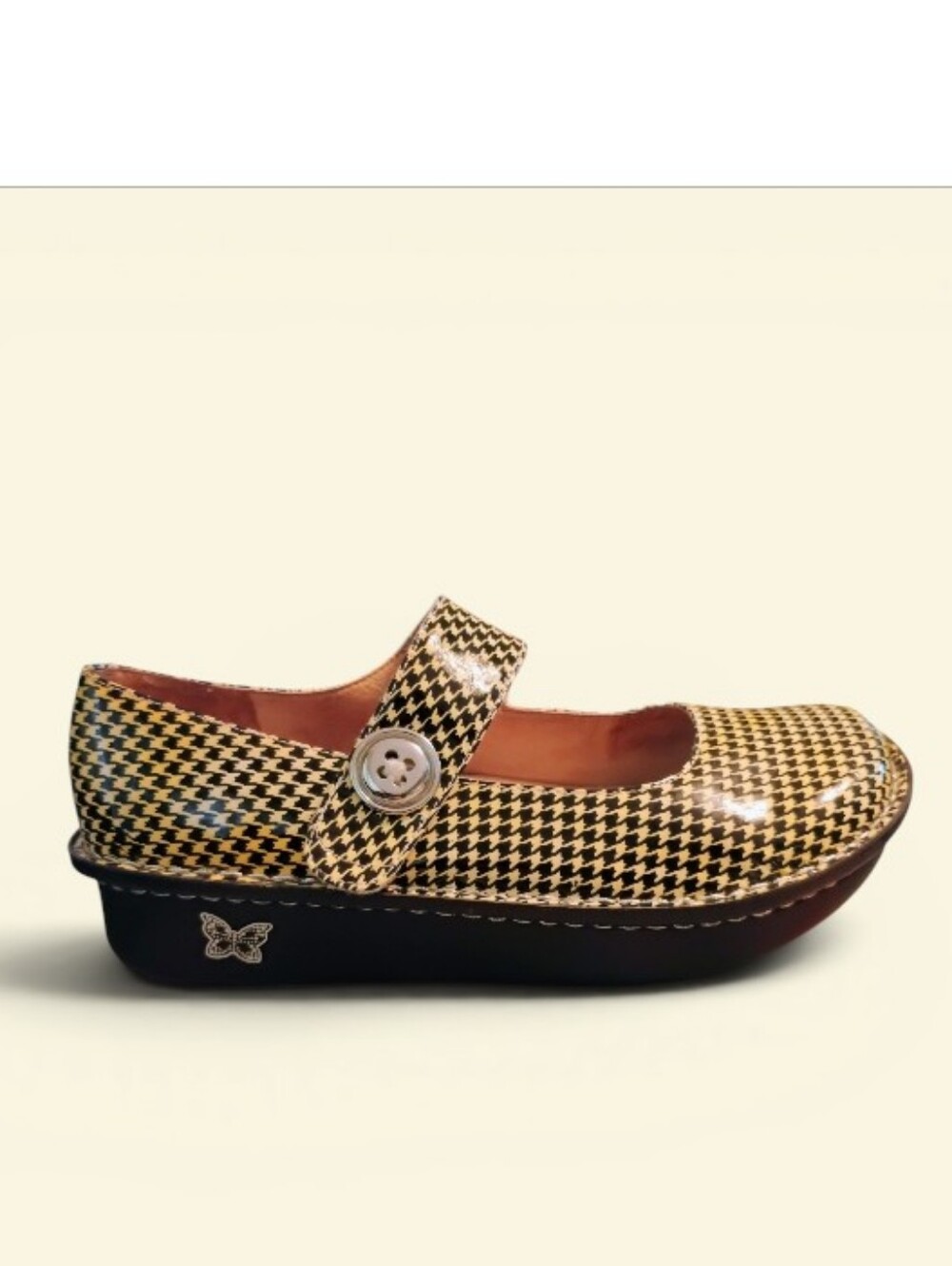 Alegria By PGLite Houndstooth Mary Jane Shoe - Black & Cream